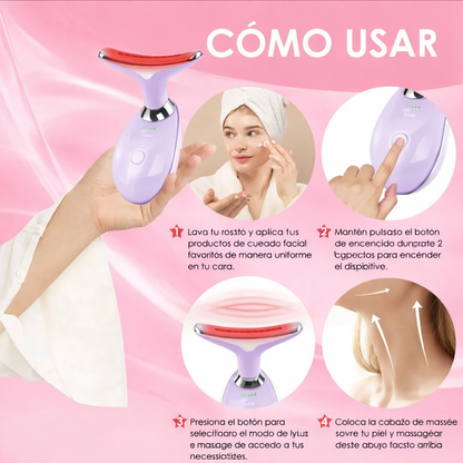 MASAJEADOR IONICO 7 EN 1 - DISPOSITIVO REAFIRMANTE FACIAL - NEGRO