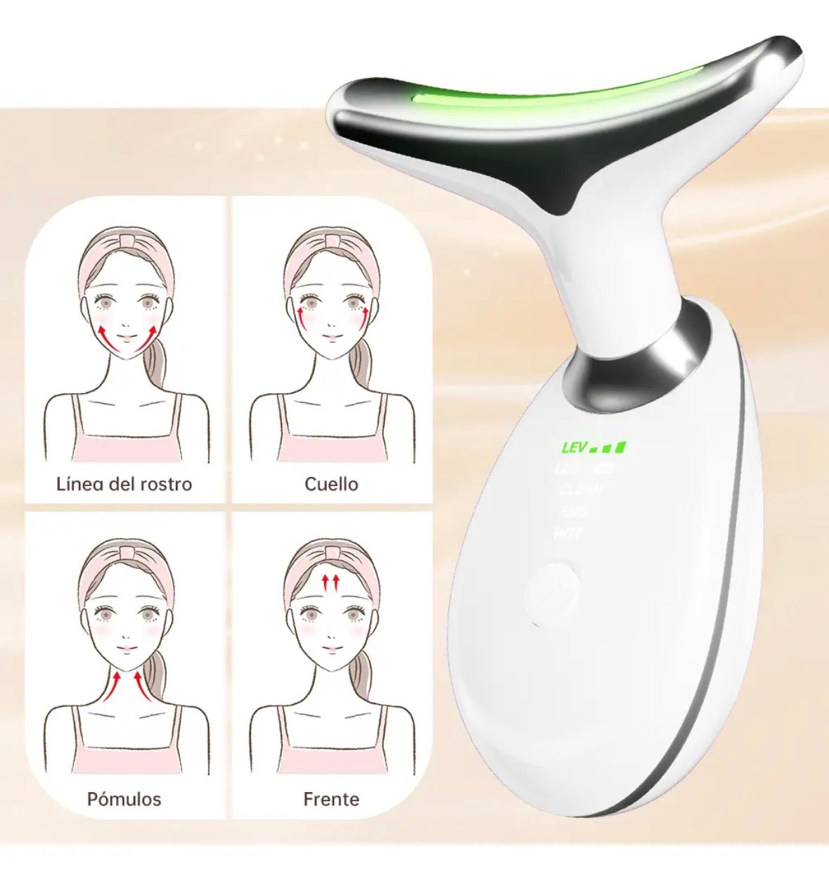 MASAJEADOR IONICO 7 EN 1 - DISPOSITIVO REAFIRMANTE FACIAL - NEGRO